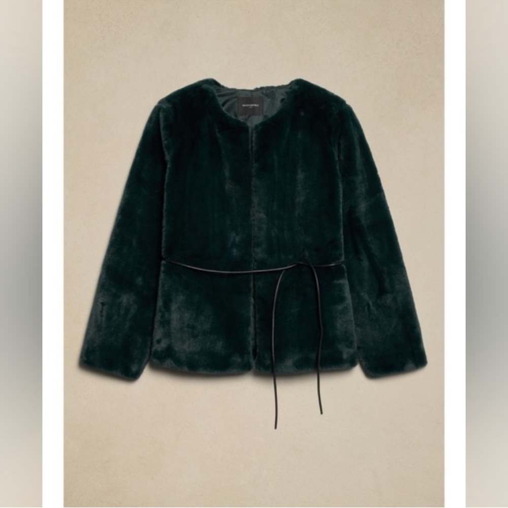 Banana Republic Factory Dark Green Faux Fur Teddy Jacket